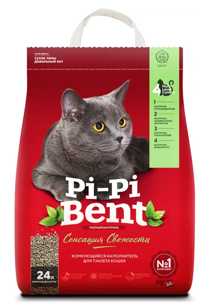 PI-PI BENT Наполнитель комкующийся сенсация свежести 24 л/10 кг