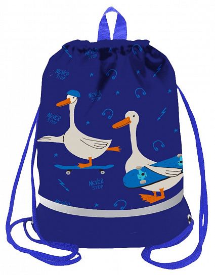 Мешок д/обуви LOREX KIDS SKATE GOOSE 42x34 см синий 1 отд. с бол. карманом на молнии с ручкой универс.