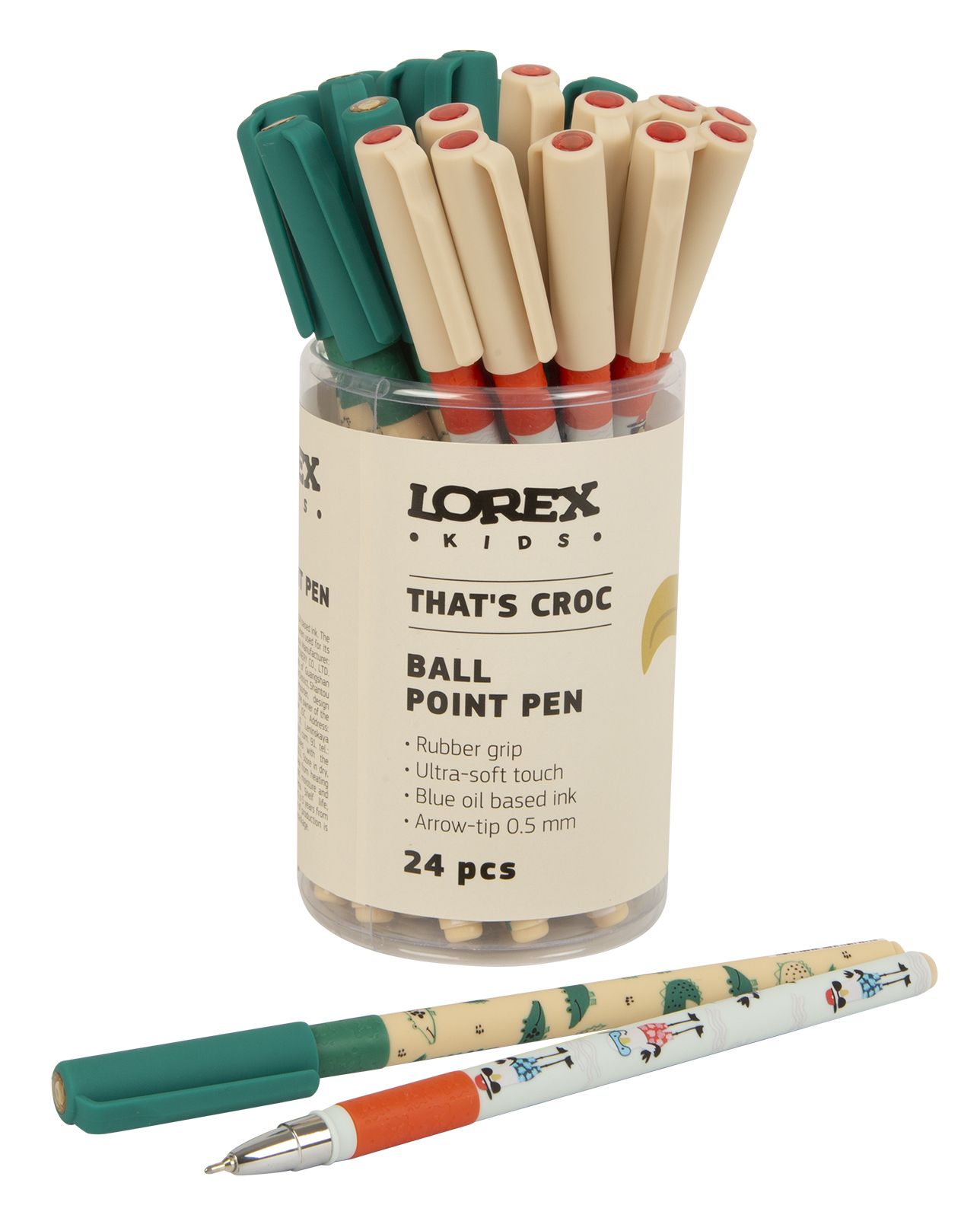 Ручка маслян. LOREX KIDS THAT'S CROC Slim Soft Grip синий 0,5 мм ассорти кругл. корп. ultra-soft tou