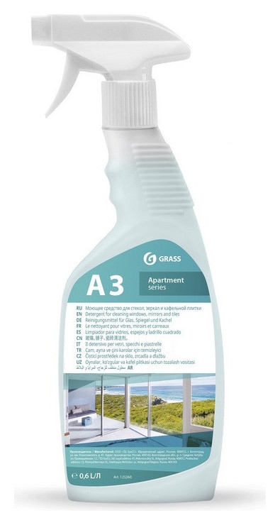 GRASS Моющее средство для стекол,зеркал и кафел.плитки. 600мл А3 