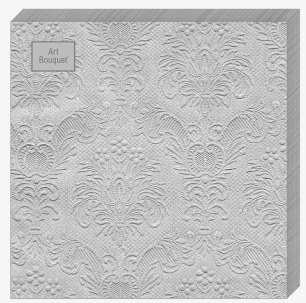 BOUQUET Салфетки 3 сл. 33х33 см. Рамка серебрянная Борокко 16 листов (1 пач.)