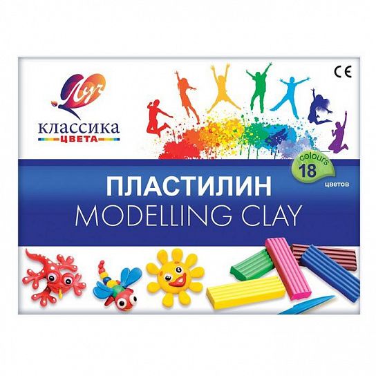 Пластилин Луч КЛАССИКА 18 цв. 360 г ассорти со стеком 1/14