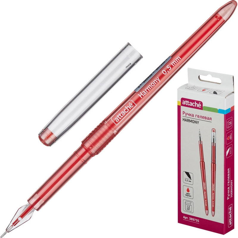 Ручка гелевая красная Attache Harmony 0,3 мм 