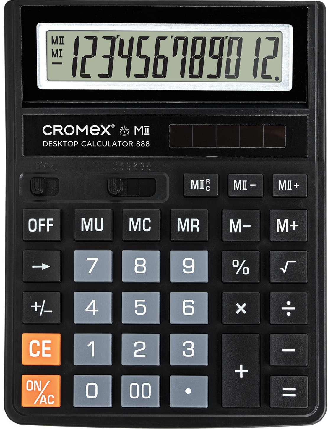 Калькулятор настольный СROMEX 888 (185x145 мм), 12 разрядов, ЧЕРНЫЙ 