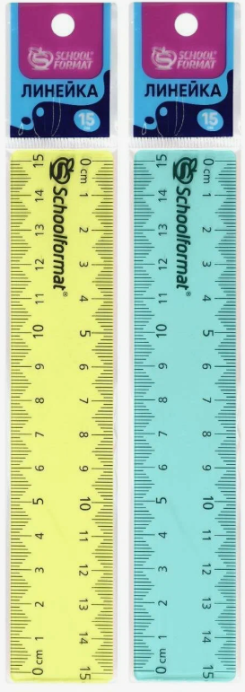 Линейка Schoolformat 15 см пластик тониров. ассорти с европодвесом