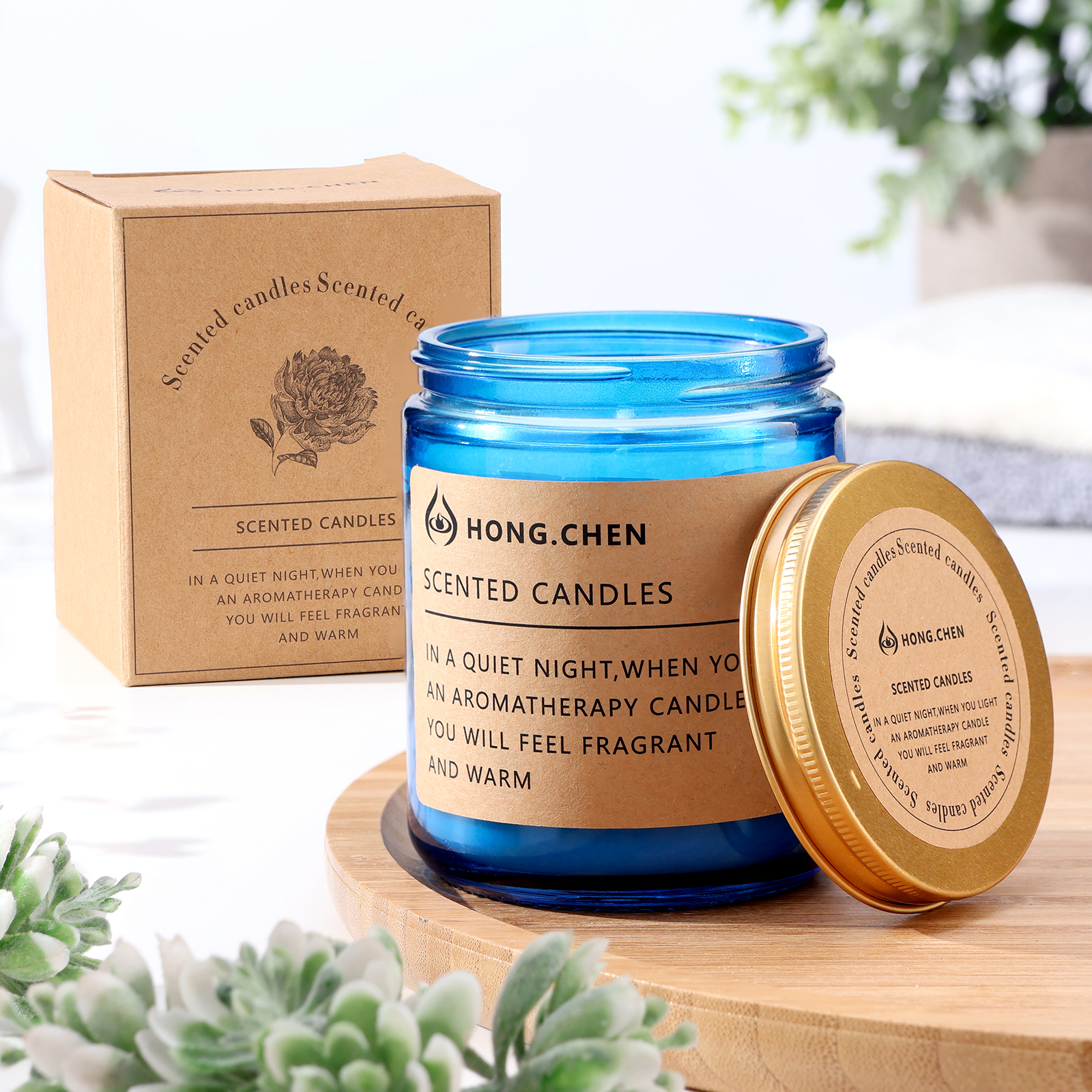 Ароматическая свеча в банке Hong. Chen, лаванда