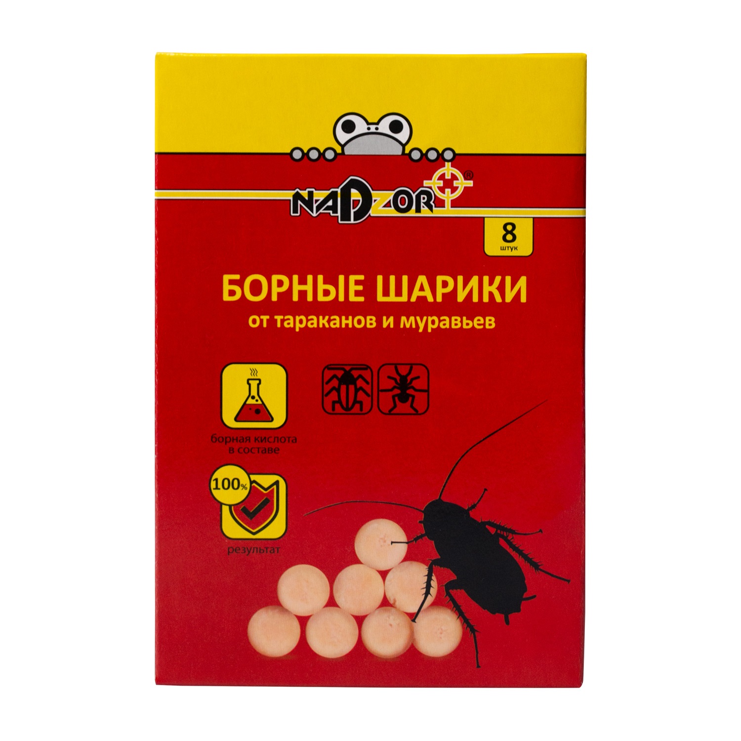 NADZOR Борные шарики от тараканов м муравьев, 8 шт