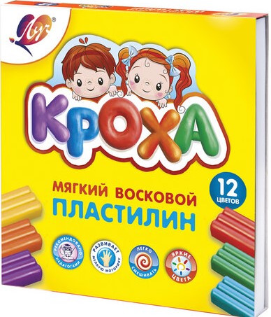 Пластилин восковой Луч КРОХА 12 цв. 180 г ассорти со стеком 1/20