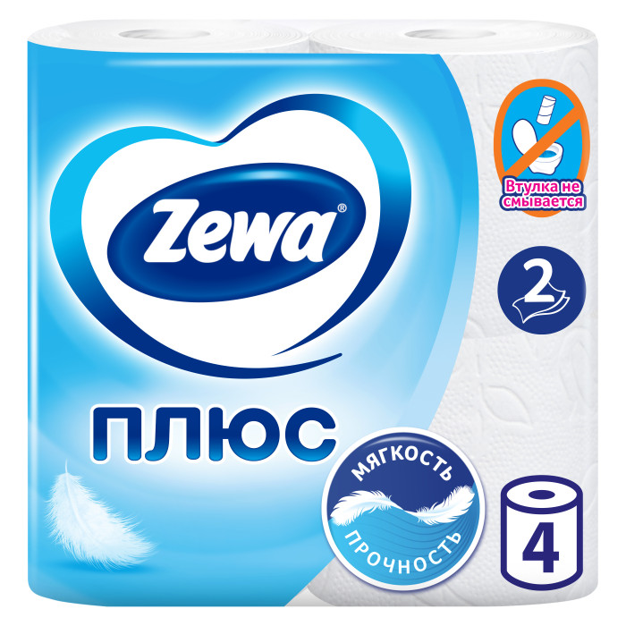 ZEWA Туалетная бумага, "Plus", белая, 2 сл. 23 м (4 рул.)