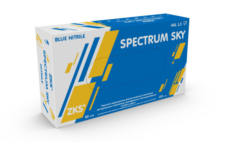 Перчатки нитрил. голубые ZKS Spectrum Sky, XL 50пар/уп