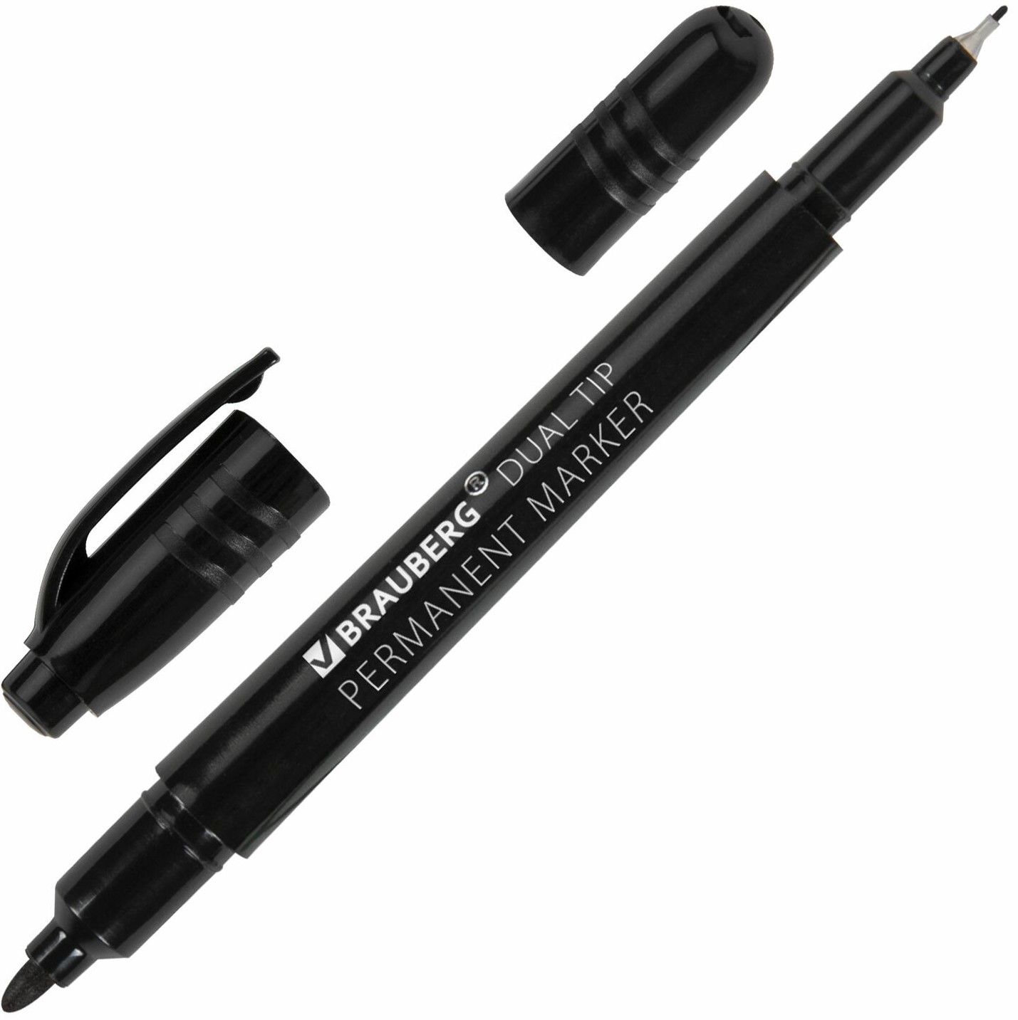 Маркер перманент. Brauberg DUO двусторонний 0,7-1 мм черный 1/10