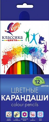 Набор цветных карандашей Луч КЛАССИКА 12 цв. шестигран. корп. дерев. карт. уп.