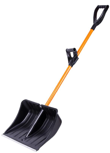 Лопата снеговая пластик с оцинк. планкой c черенком 475х350 мм