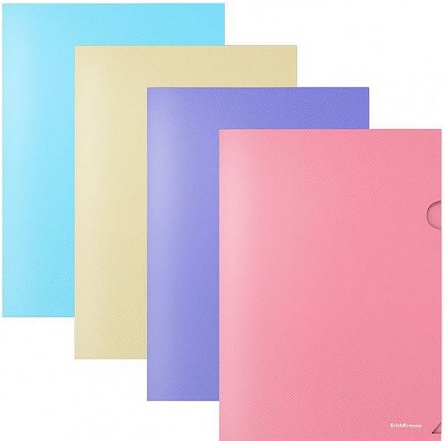 Папка-уголок ErichKrause DIAGONAL PASTEL А4 непрозрач. пластик 180 мкм ассорти 1 отд1/12