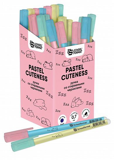 Ручка гелевая стираемая Schoolformat PASTEL CUTENESS 0,7 мм синий 1 шт1/50