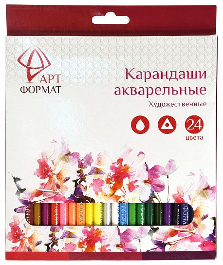 Набор акварельных карандашей АРТформат 24 цв. трехгран. корп. дерев. карт. уп. 1/6