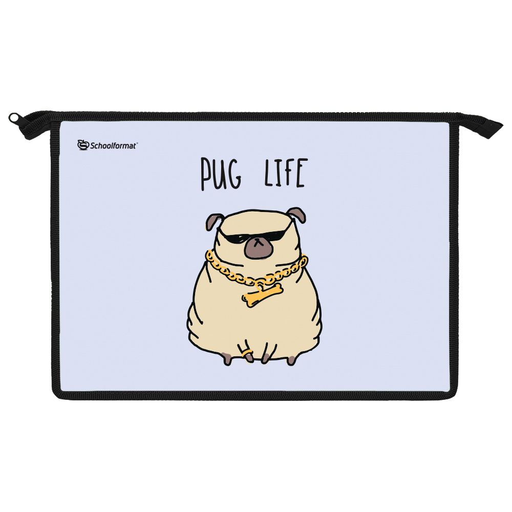 Папка д/тетрадей 1 отд. А4 Schoolformat МИНИМАЛ ЖИВОТНЫЕ молния сверху 325х230х55 мм голуб. пластик 