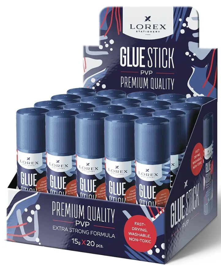 Клей-карандаш LOREX CRYSTAL 15 г универсальный быстросохнущий PVP прозрачный
