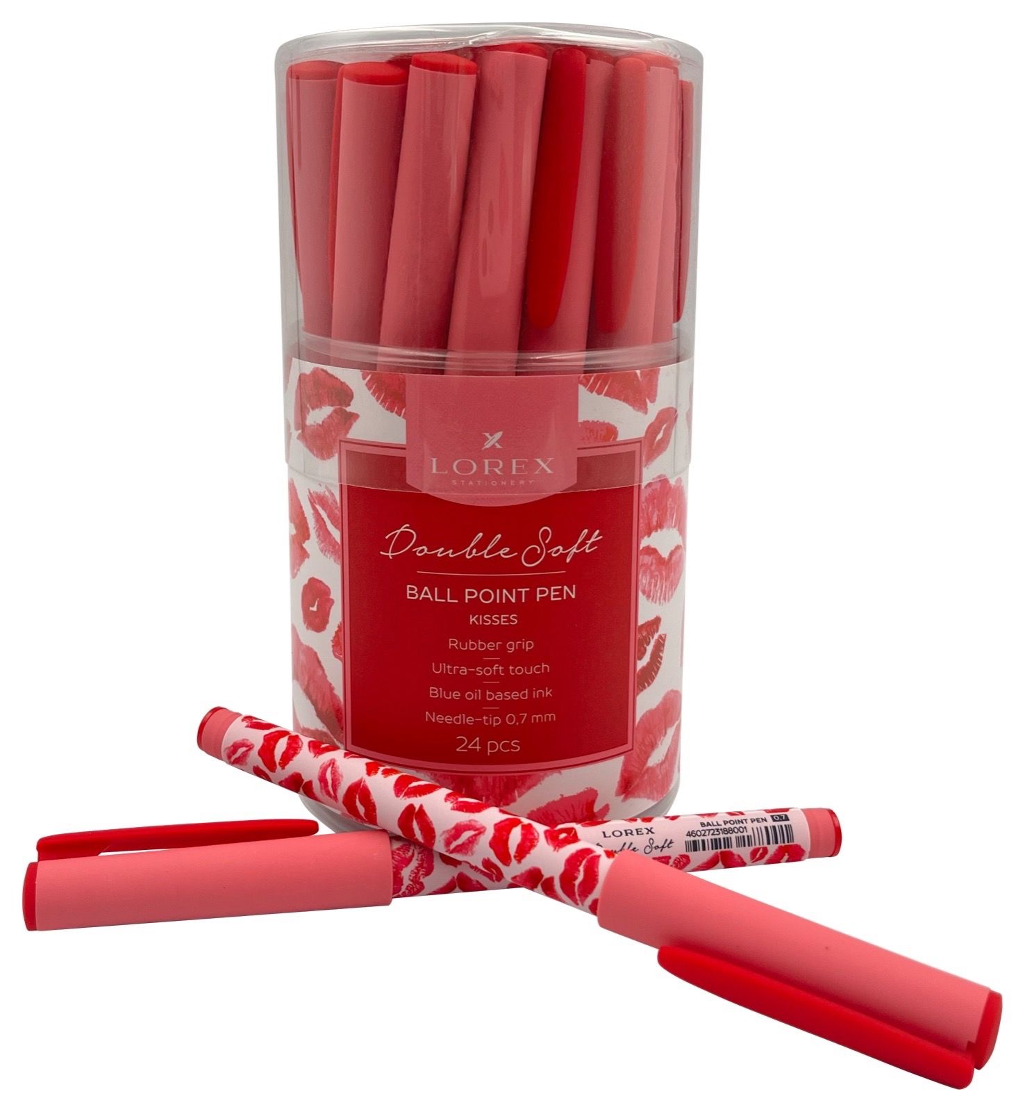 Ручка маслян. LOREX KISSES Double Soft синий 0,7 мм ассорти кругл. корп. ultra-soft touch грип иголь