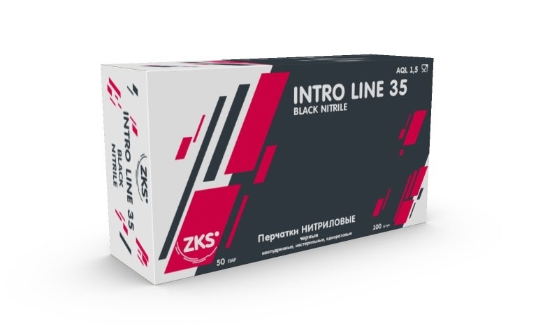 Перчатки нитрил. черные ZKS Intro Line 35, M 50пар/уп