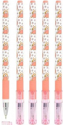 Ручка масл LOREX  ILLEGALLY CUTE.CORGI Slim Soft Grip синий 0,5 мм бело-роз. круг. корп. ultra-s1/24