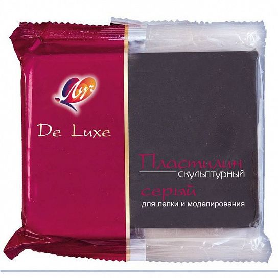 Пластилин скульптурный Луч De Luxe 1 цв. 300 г серый 1/12