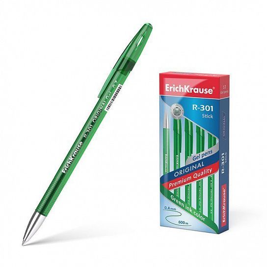 Ручка гел. ErichKrause Original Gel Stick R-301 0,5 мм зелен. кругл. корп.1/12