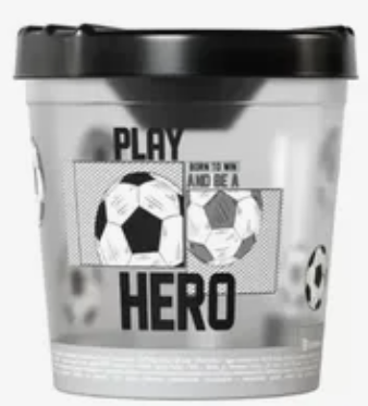 Стакан-непроливайка Schoolformat ГЕРОЙ ФУТБОЛА 250 мл черн. с принтом
