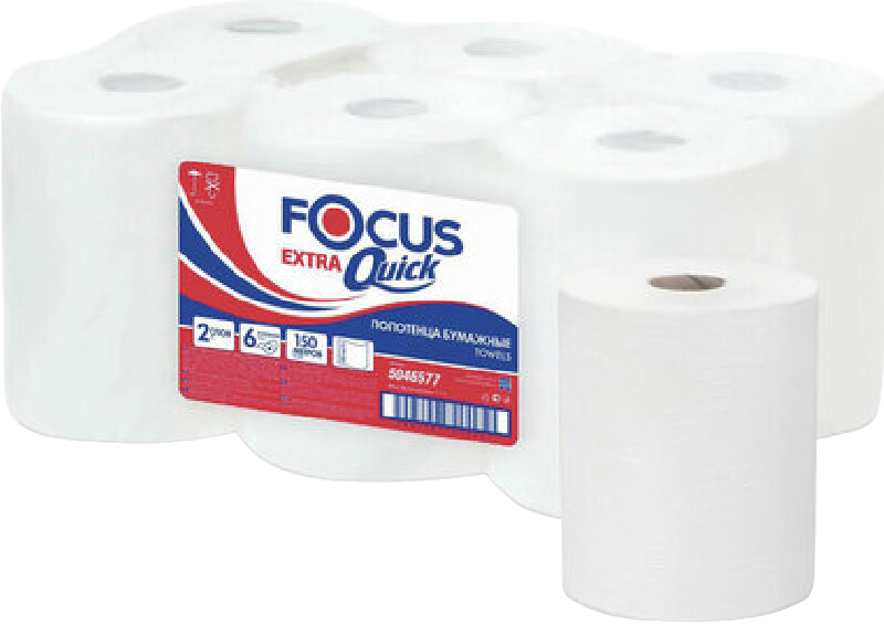 FOCUS Полотенца рулонные, 2 сл, 20,7х35 см, белые, вт. 5,5 см. 125 м 1/6