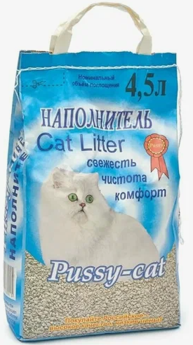 PUSSY-CAT Наполнитель Цеолитовый, синий 4,5 л/3,4 кг 