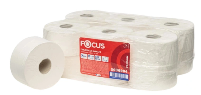 FOCUS Туалетная бумага, "Mini Jumbo", белая, 2 сл. вт=5,8 см, 170 м