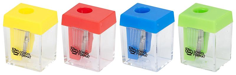 Точилка Schoolformat КЛАССИК МИНИ с контейнером ассорти, корпус пластик 1 отвер. в дисплее индив.штрих-код