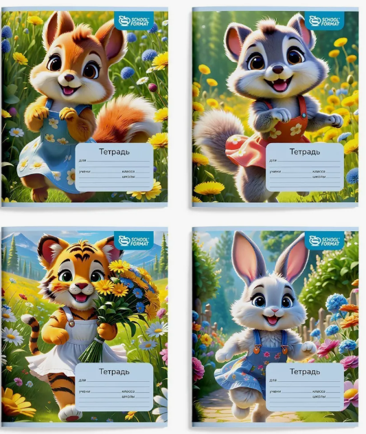 Тетрадь 12 л. кл. Schoolformat НА ПОЛЯНКЕ мел. карт., выб.УФ-лак