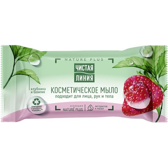 ЧИСТАЯ ЛИНИЯ Мыло для лица рук и тела клубника 75 гр 