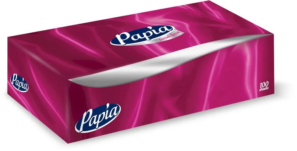 PAPIA Салфетки косметические 2 сл, белые, 100 листов 