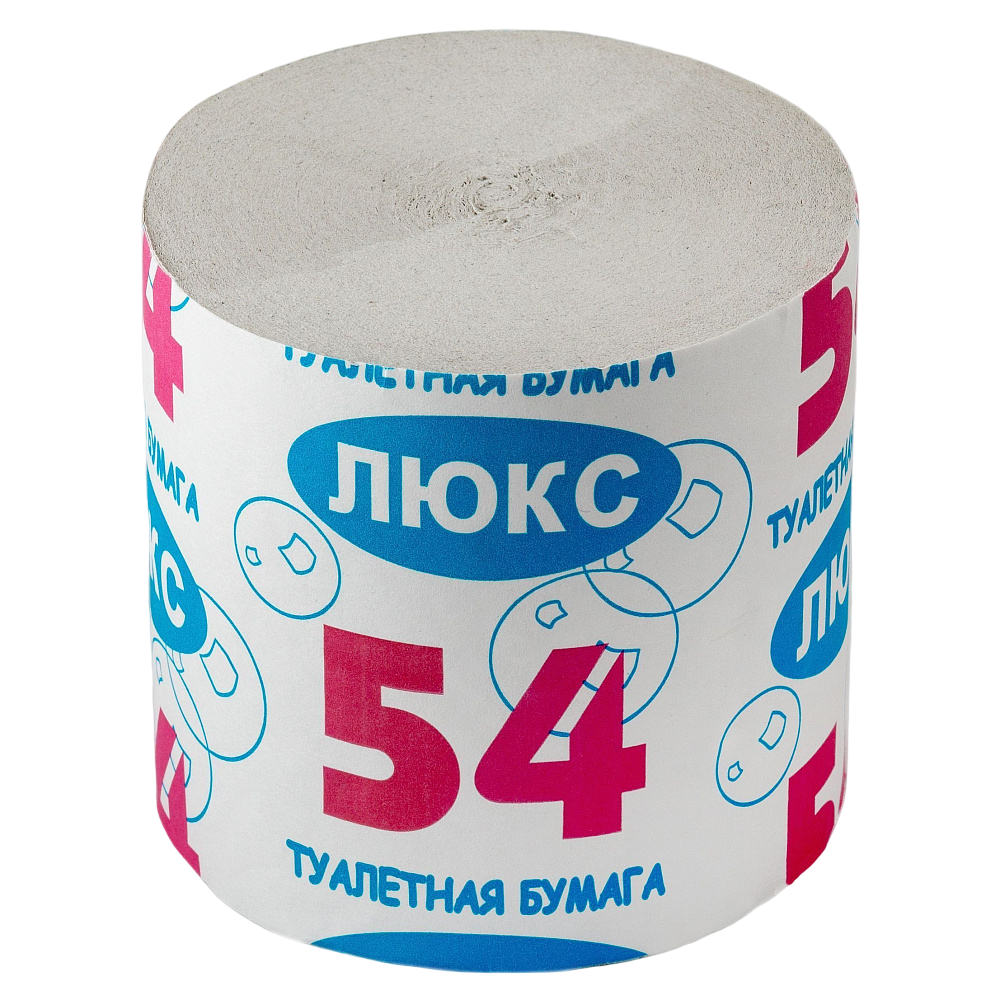54 ЛЮКС Туалетная бумага макул. 1 сл, без втулки, 54 м, б/перф/тиснен (1 рул.) 