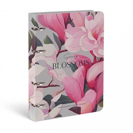 Тетрадь со см. блоком 120 л. А5+ кл. на кольцах LOREX BLOSSOMS инт. обл., soft touch