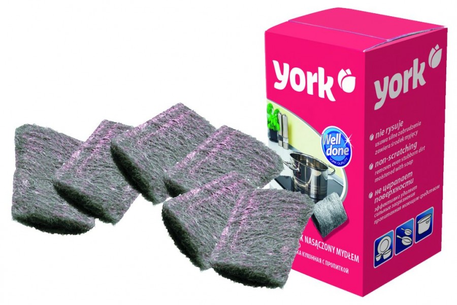 YORK Губки стальные с пропиткой (6 шт) 