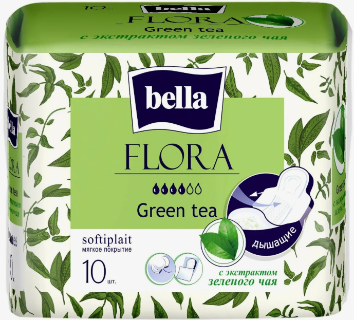 BELLA Прокладки гигиенические Flora Green tea, 10 шт 