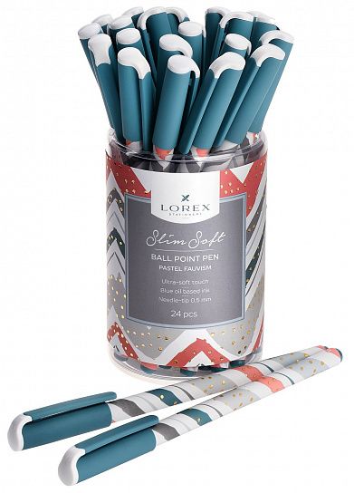Ручка маслян. LOREX LOREX PASTEL FAUVISM SLIM SOFT синий 0,5 мм ассорти кругл. корп. ultra-soft touch игольчатый наконечник