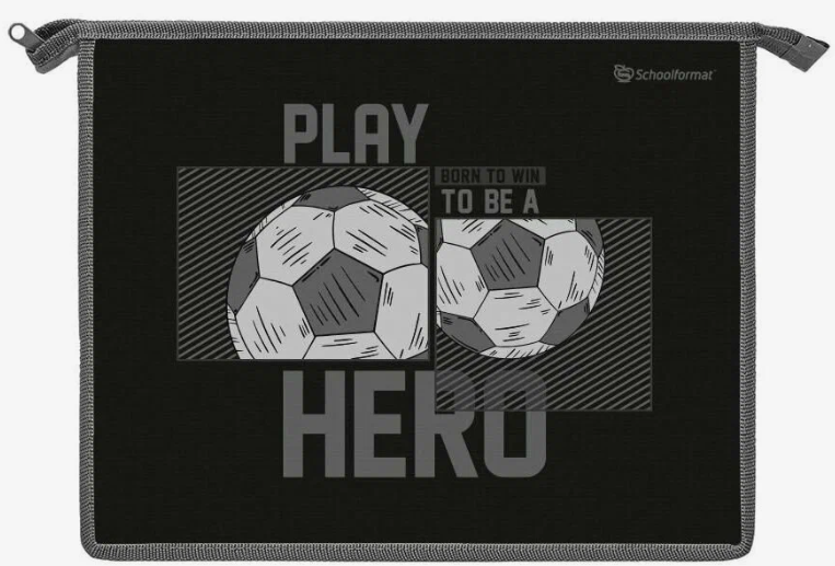 Папка д/тетрадей 1 отд. А5 Schoolformat ГЕРОЙ ФУТБОЛА молния 235х190х50 мм синий пластик, картон д/м