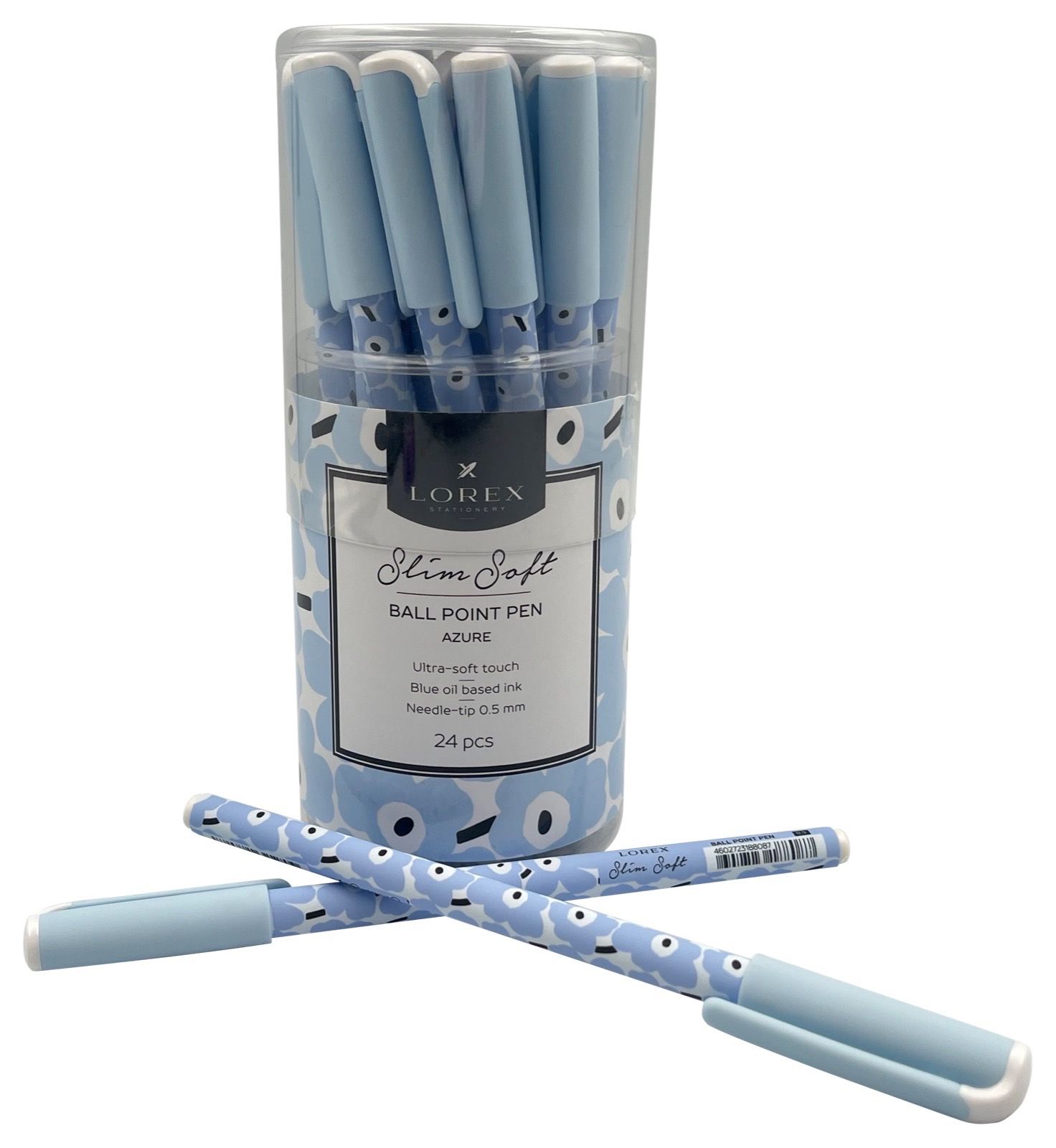Ручка маслян. LOREX AZURE Slim Soft синий 0,5 мм ассорти кругл. корп. ultra-soft touch игольчатый на