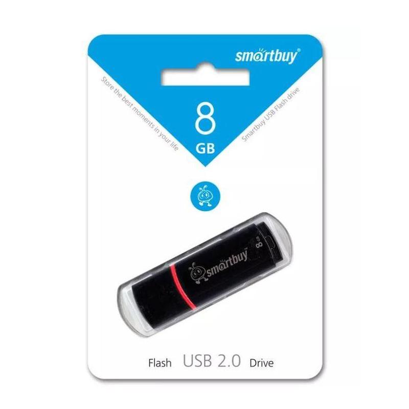 Флеш диск 8GB SMARTBUY Crown, USB 2.0 Flash Drive, черный