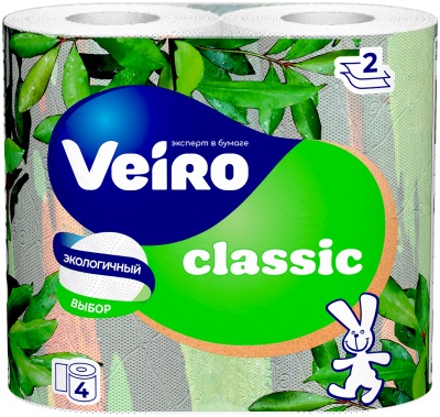 ВЕЙРО Туалетная бумага, белая, 2 сл. Classic 17,5 м (4 рул.)