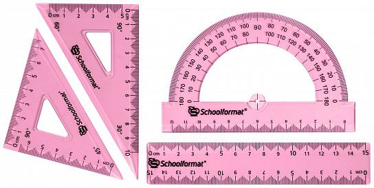 Набор чертеж. 4 пр. мал. Schoolformat пластик тониров. ассорти с европодвесом1/12