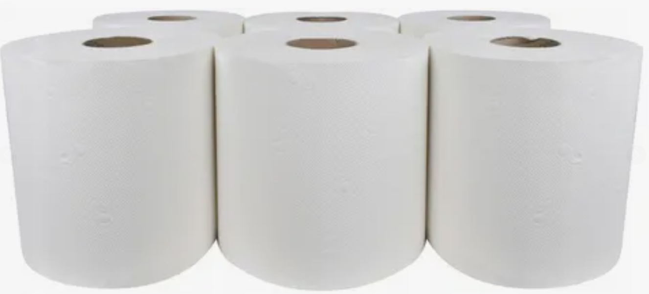 Полотенца рулонные, 2 сл. 12х21 см, белые, вт. 3,8 см. 160 м 1/6