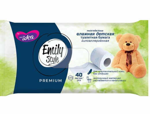EMILY STALE Туалетная бумага Premium by Fresh idea Влажн Детс Раствор 40 шт 