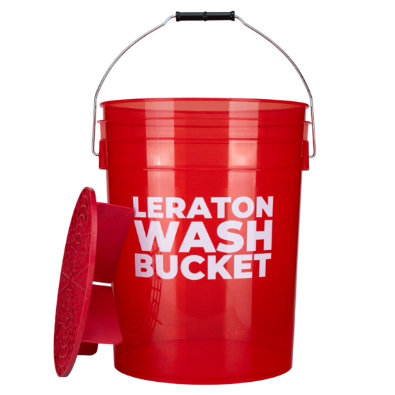 LERATON Ведро прозрачное для мойки автомобилей с сепаратором (красное) CARWASH DETAILING 20 л