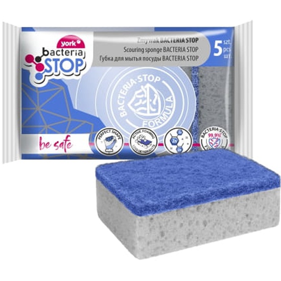 YORK Губки для посуды антибактериальные БАКТЕРИЯ СТОП (5шт)