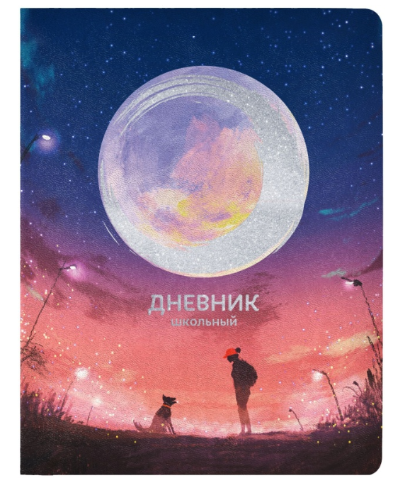 Дневник ун. 48 л. тв. обл. Schoolformat ПРОГУЛКА ПОД ЛУНОЙ иск. кожа, глиттер, ляссе